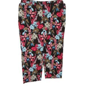 Kate Hill Garden Floral Jeans 16W 100% Cotton Front Flap Pockets Covered Buttons